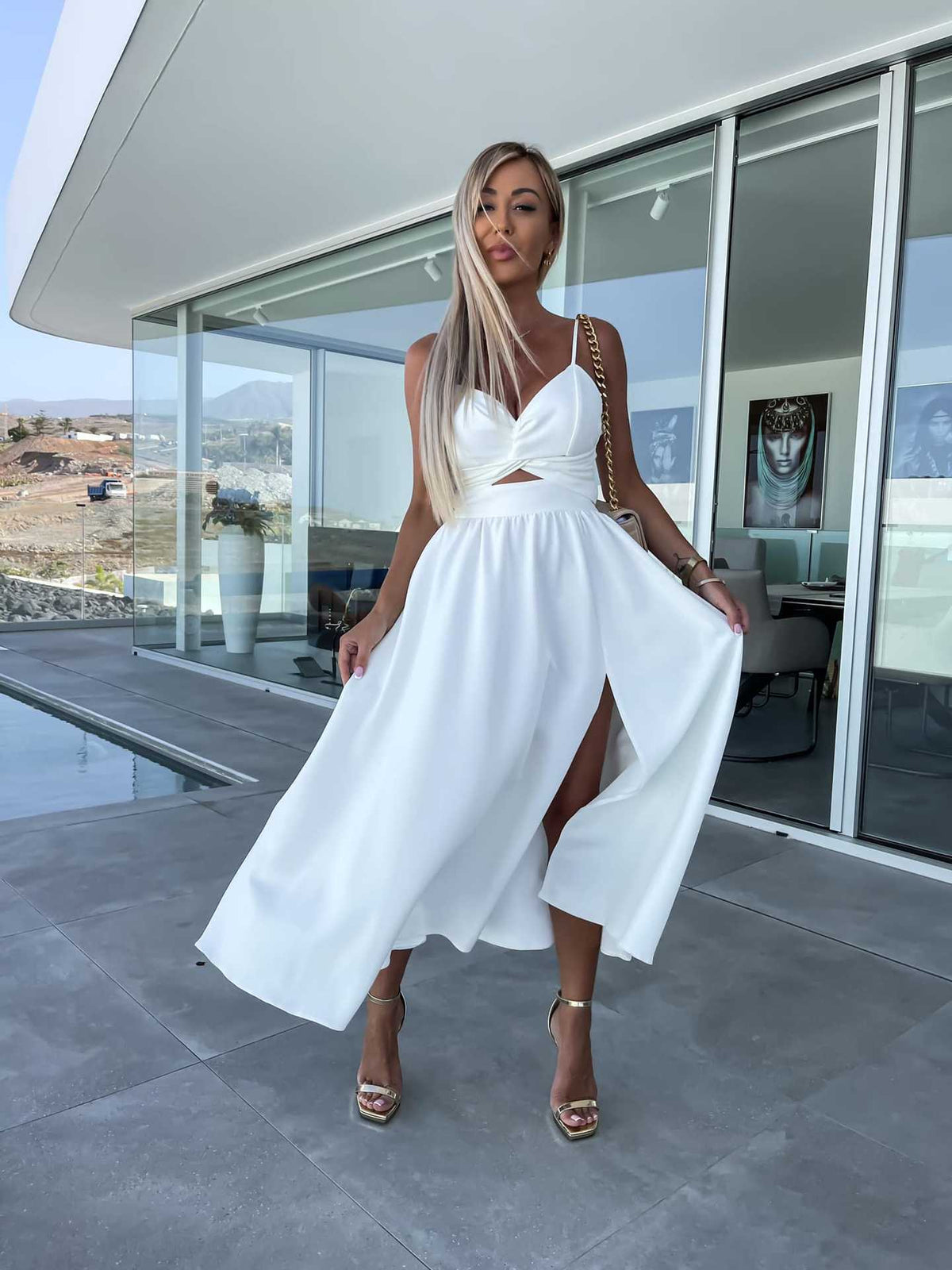 Vestido vazado,Vestido colorido,Vestido casual,Vestido midi,Vestido de festa,Vestido, Vestido Feminino, vestido elegante,