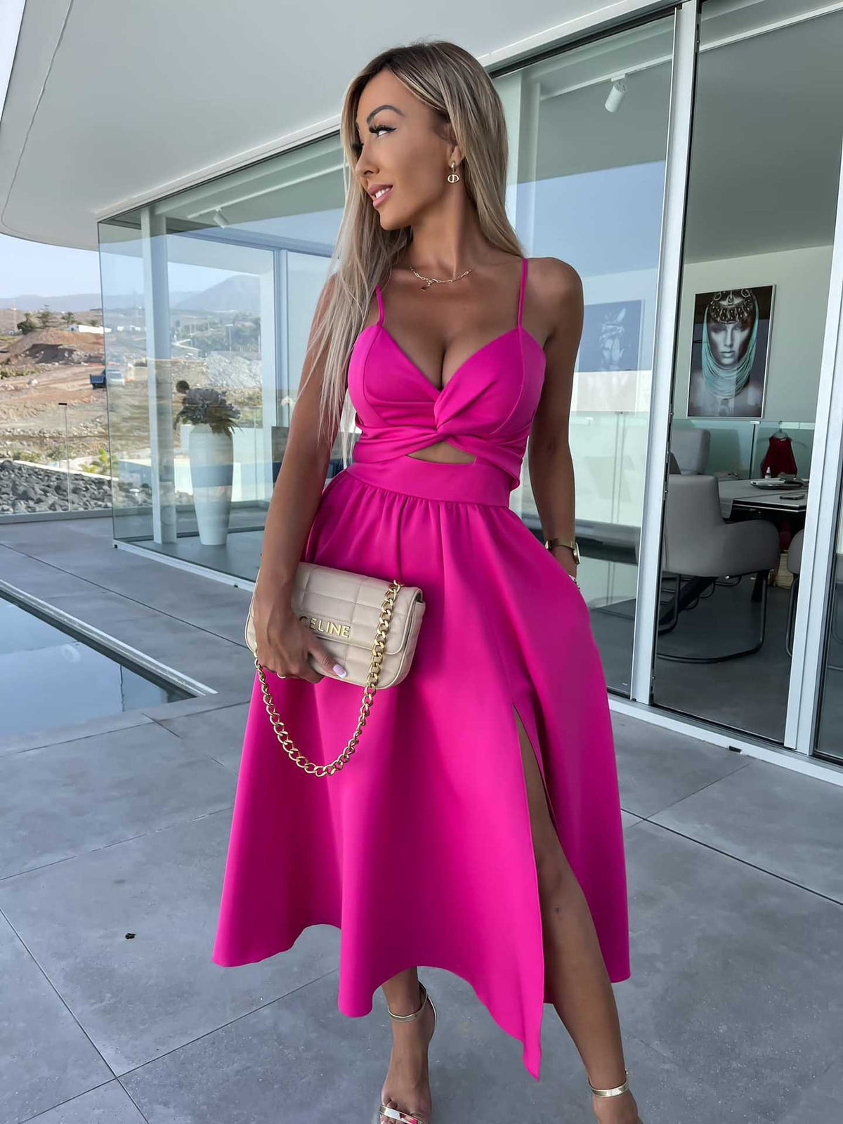 Vestido vazado,Vestido colorido,Vestido casual,Vestido midi,Vestido de festa,Vestido, Vestido Feminino, vestido elegante,